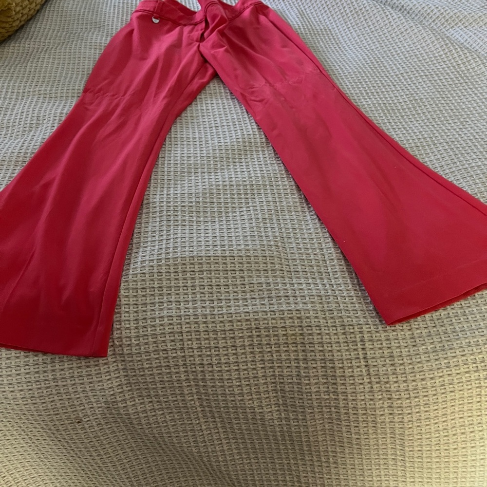 apricot color wide leg lined trouser.